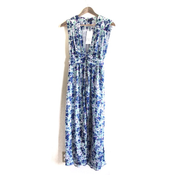 Zara NWT Floral Open Front Maxi Padded Shoulder Sleeveless Dress Medium - Picture 7 of 15